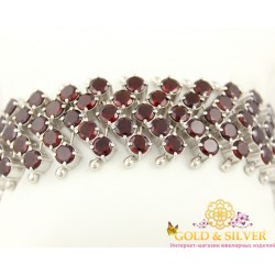 Серебряный женский браслет с гранатами 844023с